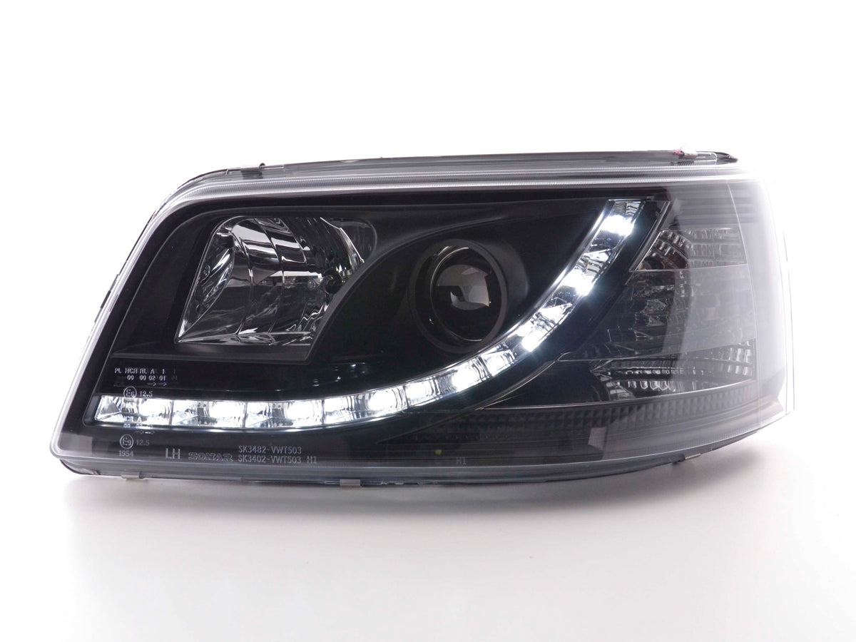 Scheinwerfer Set Daylight LED TFL-Optik VW Golf 3 Typ 1HXO 1EXO 91-97 schwarz Scheinwerfer Set Daylight LED TFL-Optik VW Golf 3 Typ 1HXO 1EXO 91-97 schwarz
